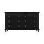Wide Black Chest of 6 Drawers - Georgia