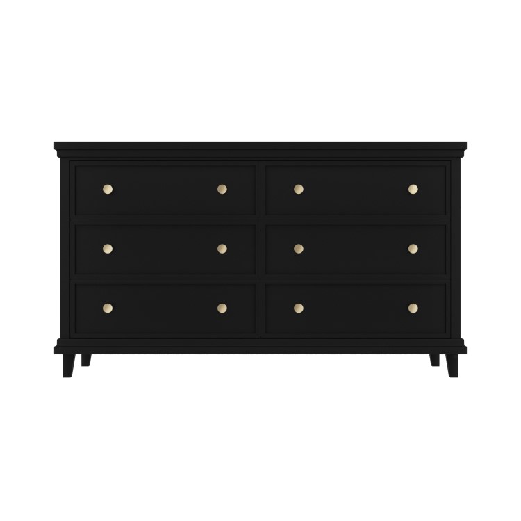 Wide Black Chest of 6 Drawers - Georgia
