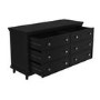 Wide Black Chest of 6 Drawers - Georgia