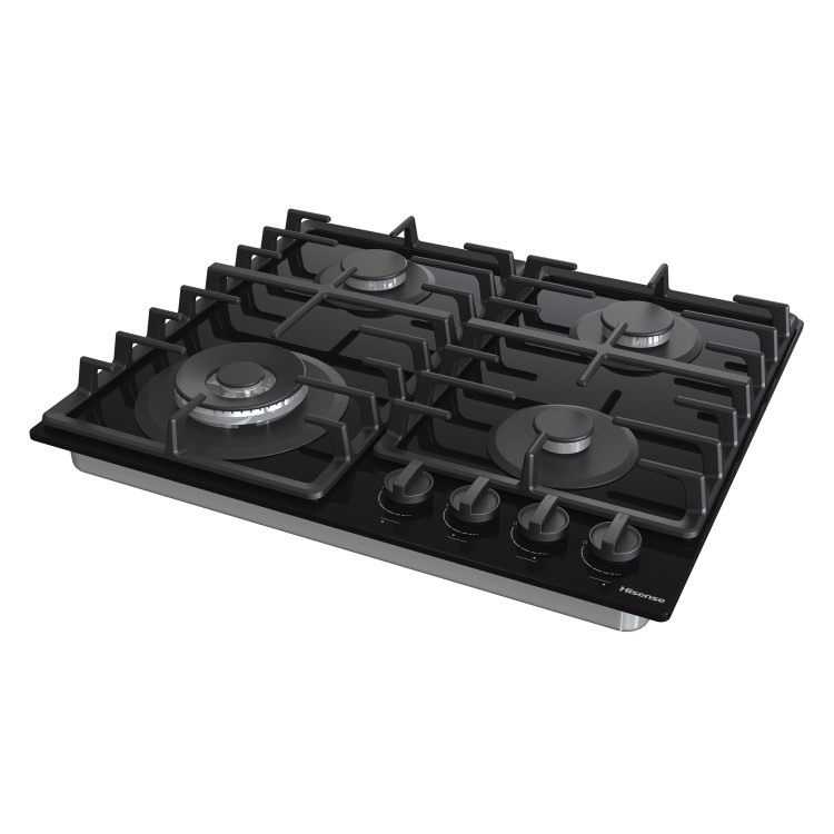 Hisense 60cm 4 Burner Gas on Glass Hob - Black