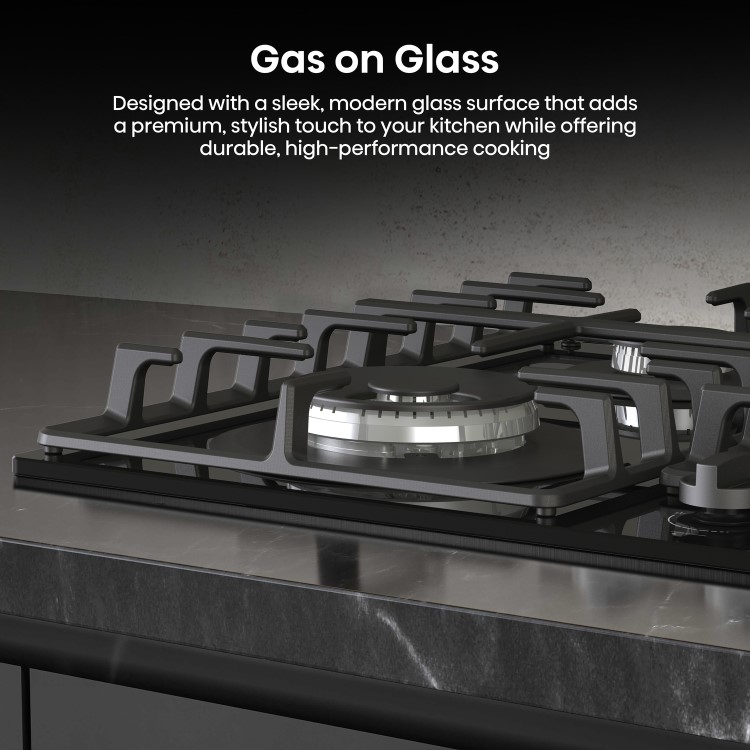 Hisense 60cm 4 Burner Gas on Glass Hob - Black