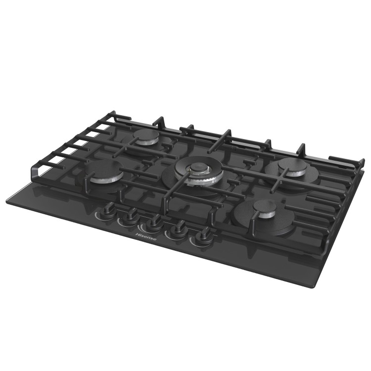 Hisense 75cm Gas on Glass 5 Burner Gas Hob - Black