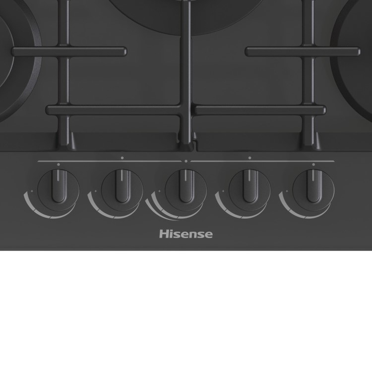 Hisense 75cm Gas on Glass 5 Burner Gas Hob - Black