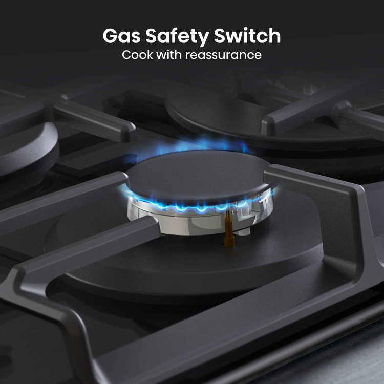 Hisense 75cm Gas on Glass 5 Burner Gas Hob - Black
