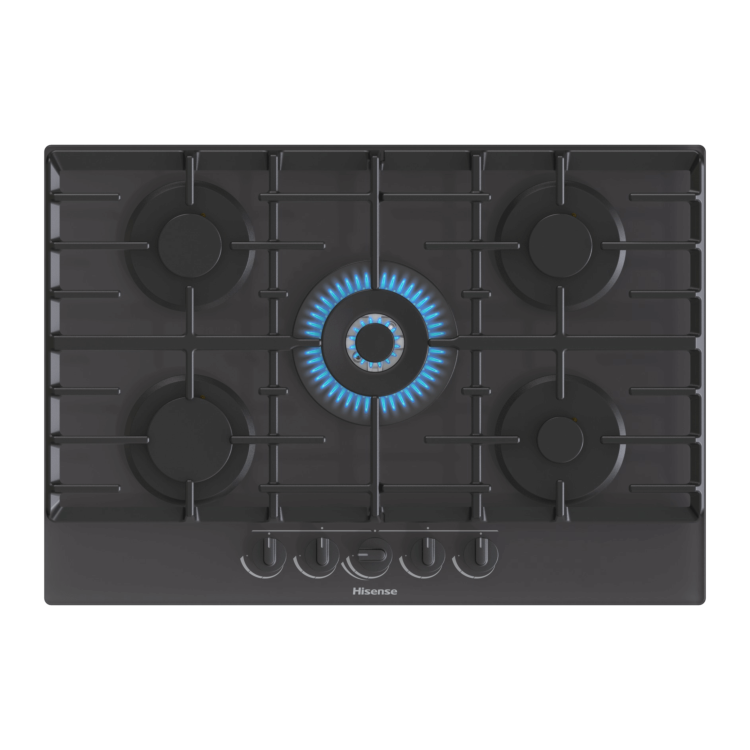 Hisense 75cm Gas on Glass 5 Burner Gas Hob - Black