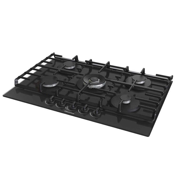 Hisense 75cm Gas on Glass 5 Burner Gas Hob - Black