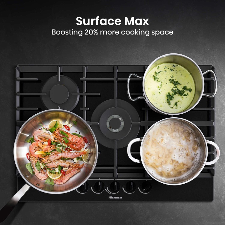 Hisense 75cm Gas on Glass 5 Burner Gas Hob - Black