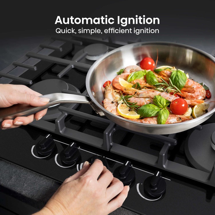 Hisense 75cm Gas on Glass 5 Burner Gas Hob - Black