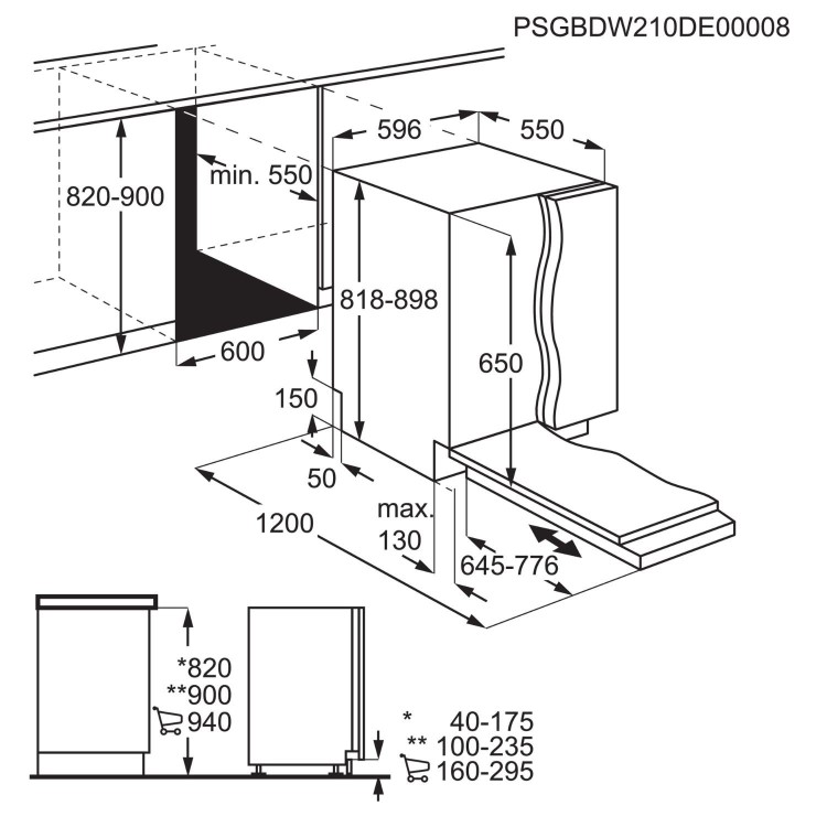 AEG Integrated Dishwasher - Black control panel