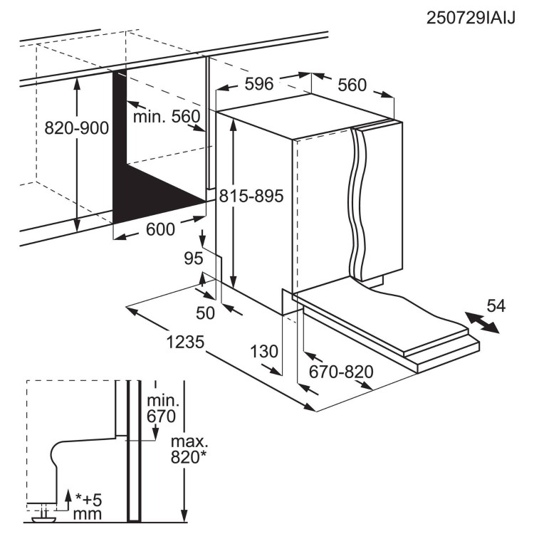 AEG Series 8000 AirDry Integrated Dishwasher - A-rated Black Control Panel
