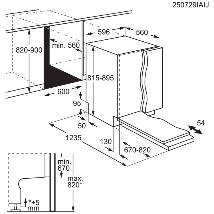 AEG Series 8000 Integrated Dishwasher - Smart Wi-Fi A-rated Black Control Panel