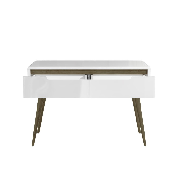 Large White Gloss Console Table with 2 Storage Drawers - Gia