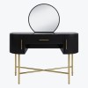 Black Marble Top Dressing Table with Mirror and Storage Drawers - Gigi