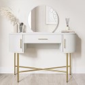 GIG002 White and Gold Dressing Table with Mirror and Storage Drawers - Gigi