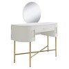 White and Gold Dressing Table with Mirror and Storage Drawers - Gigi