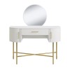 White and Gold Dressing Table with Mirror and Storage Drawers - Gigi