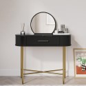 GIG003 Small Black Marble Top Dressing Table With Mirror and Drawer - Gigi
