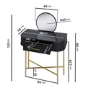 Small Black Marble Top Dressing Table With Mirror and Drawer - Gigi