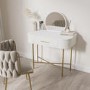 Small White And Gold Dressing Table With Mirror And Storage Drawer - Gigi