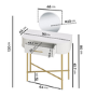 Small White And Gold Dressing Table With Mirror and Drawer - Gigi