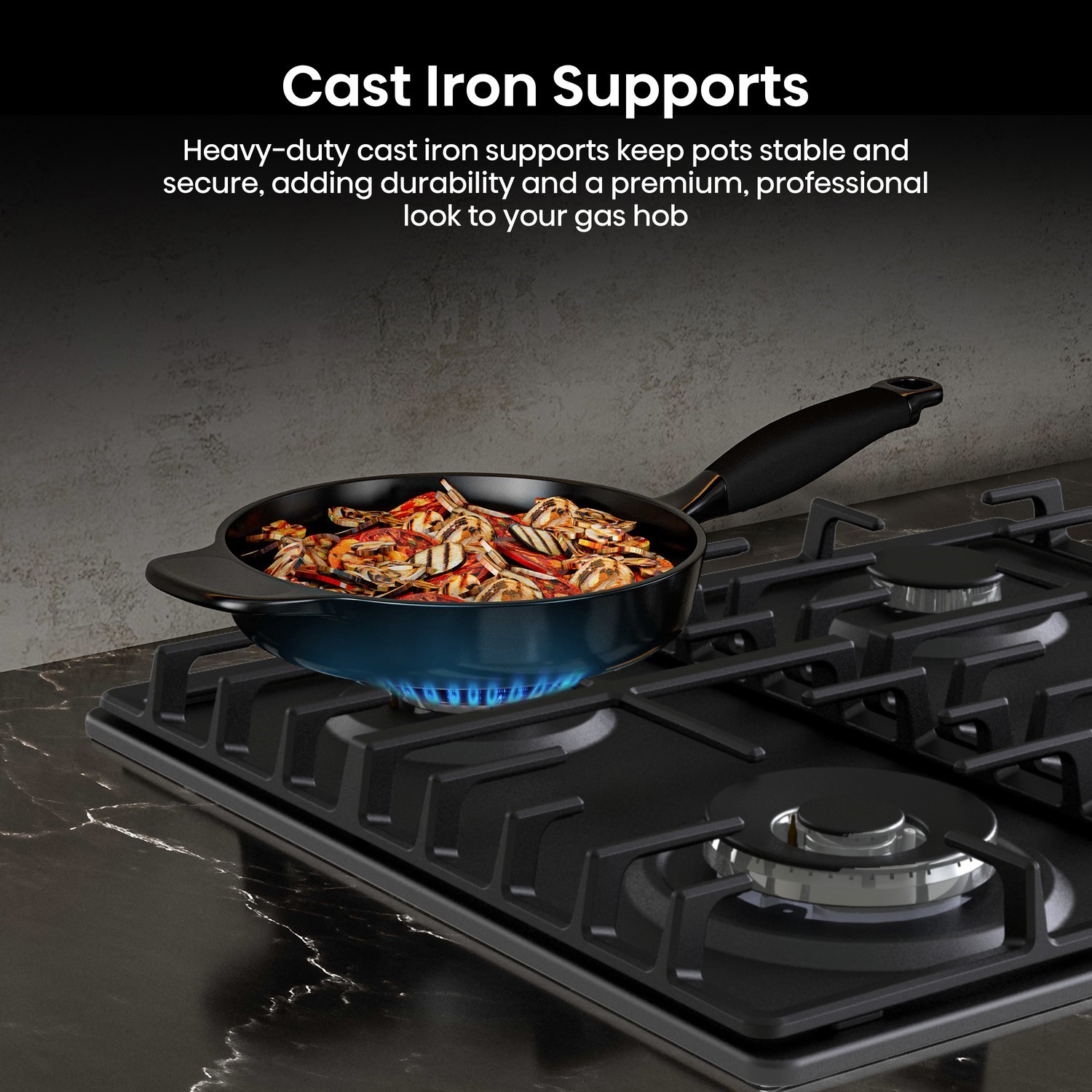 Cast iron pan stands.