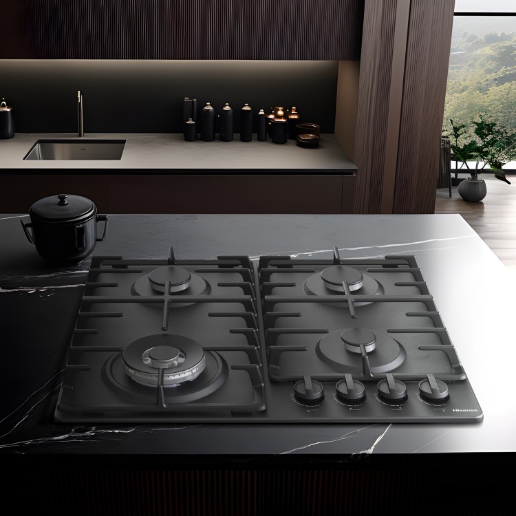 Hisense 60cm 4 Burner Gas Hob - Black