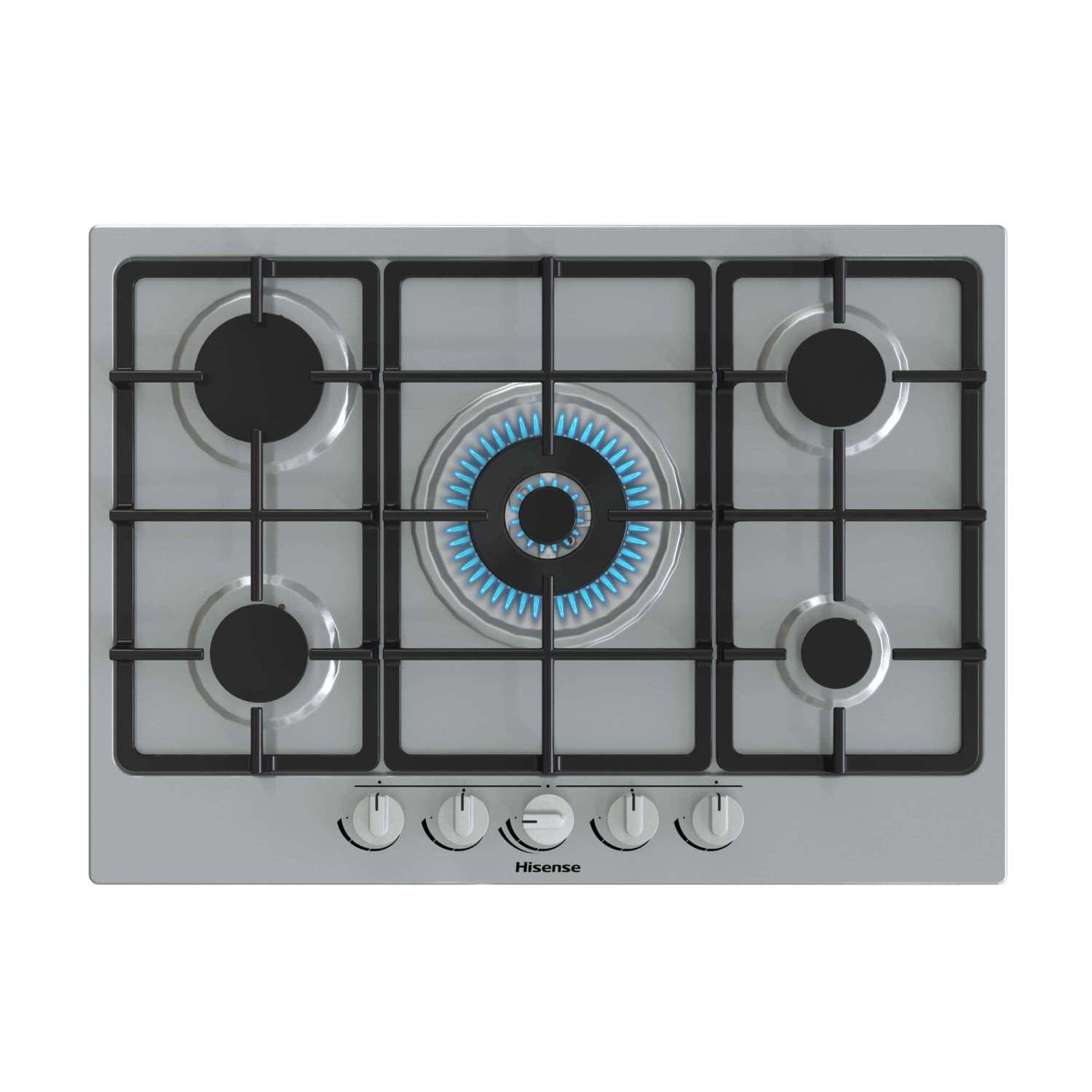 Hisense 71cm Five Burner Gas Hob - Stainless Steel