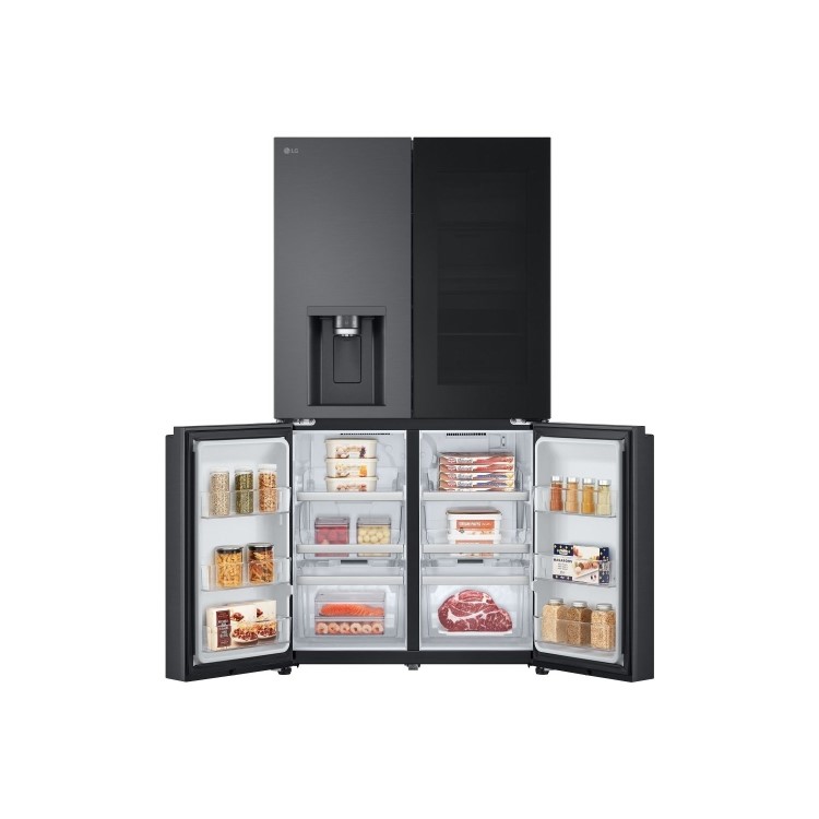 LG InstaView 638 Litre Four Door American Fridge Freezer - Matte Black