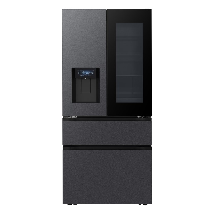 LG Fit & Max InstaView™ 522 Litre French Style American Fridge Freezer - Essence Black Steel