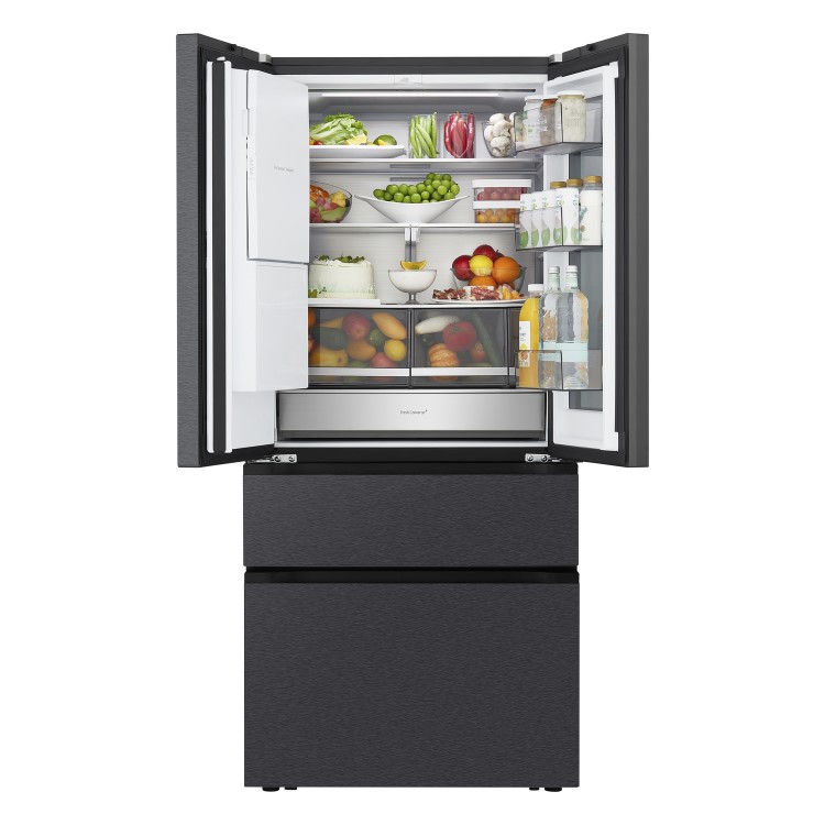 LG Fit & Max InstaView™ 522 Litre French Style American Fridge Freezer - Essence Black Steel