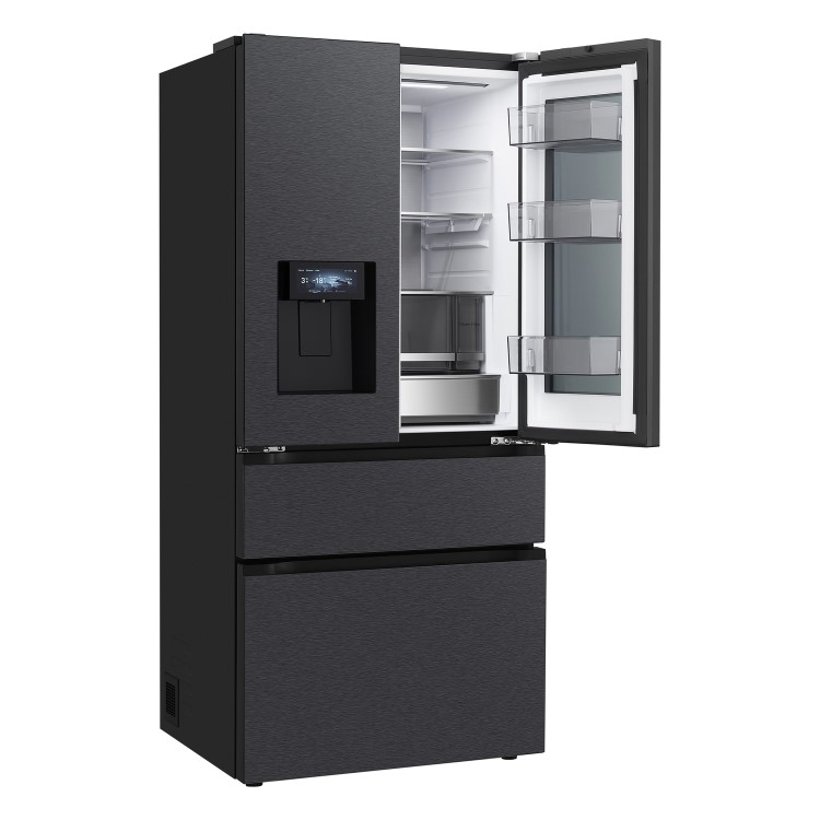 LG Fit & Max InstaView™ 522 Litre French Style American Fridge Freezer - Essence Black Steel