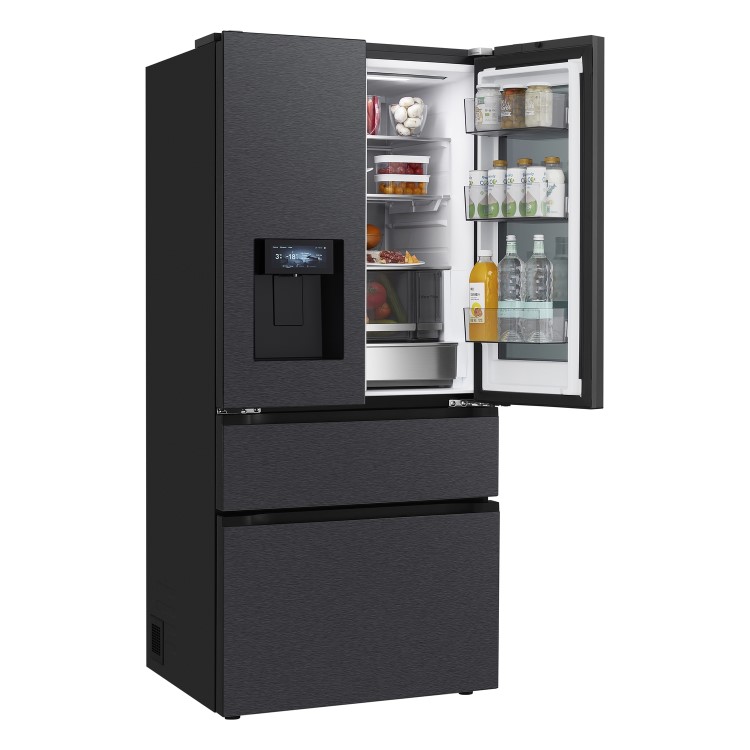 LG Fit & Max InstaView™ 522 Litre French Style American Fridge Freezer - Essence Black Steel