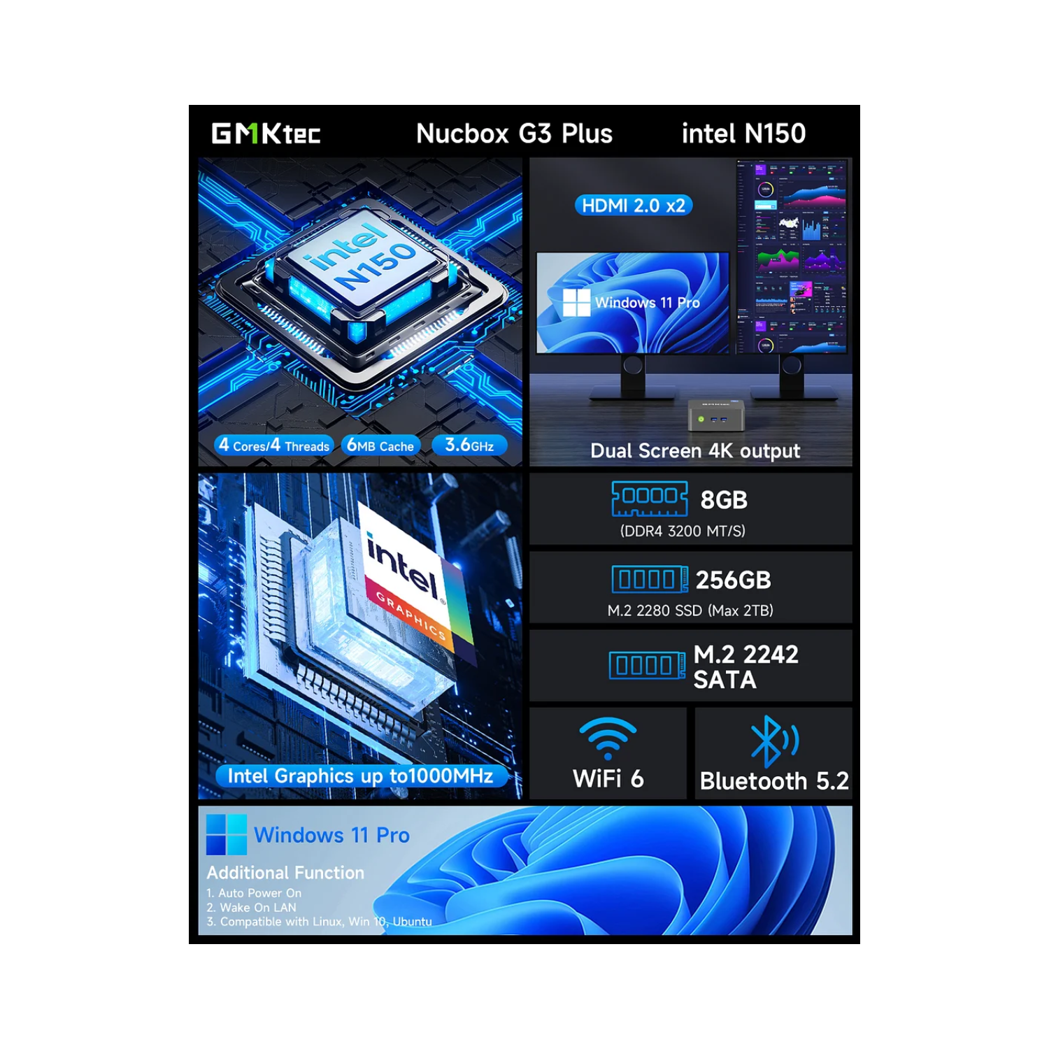 GMKTec NucBox G3 Plus Intel N150 16GB RAM 512GB SSD Windows 11 Pro GMKTec NucBox G3 Plus Intel N150 16GB RAM 512GB SSD Windows 11 Pro