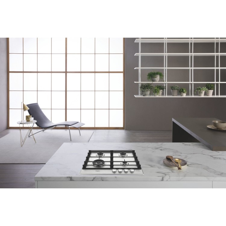 Whirlpool 60cm 4 Burner Gas Hob - Stainless Steel
