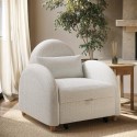 GNE002 Pull-Out Single Chair Bed in Beige Boucle - Gene