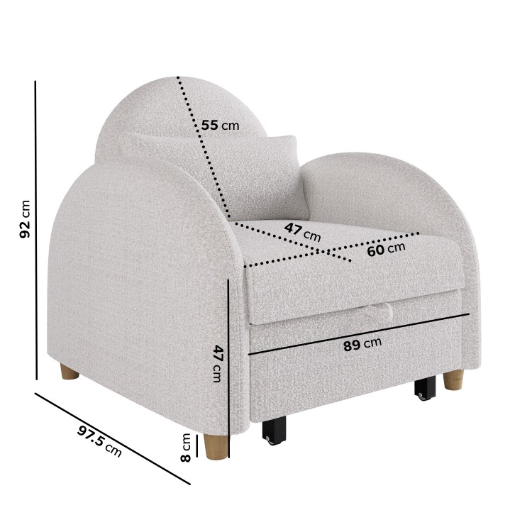 Beige Boucle Sofa Bed - Gene