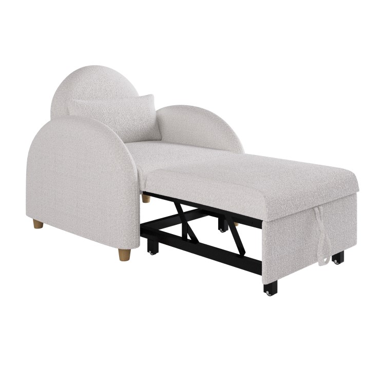 Beige Boucle Sofa Bed - Gene