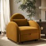 Caramel Velvet Armchair Bed - Gene
