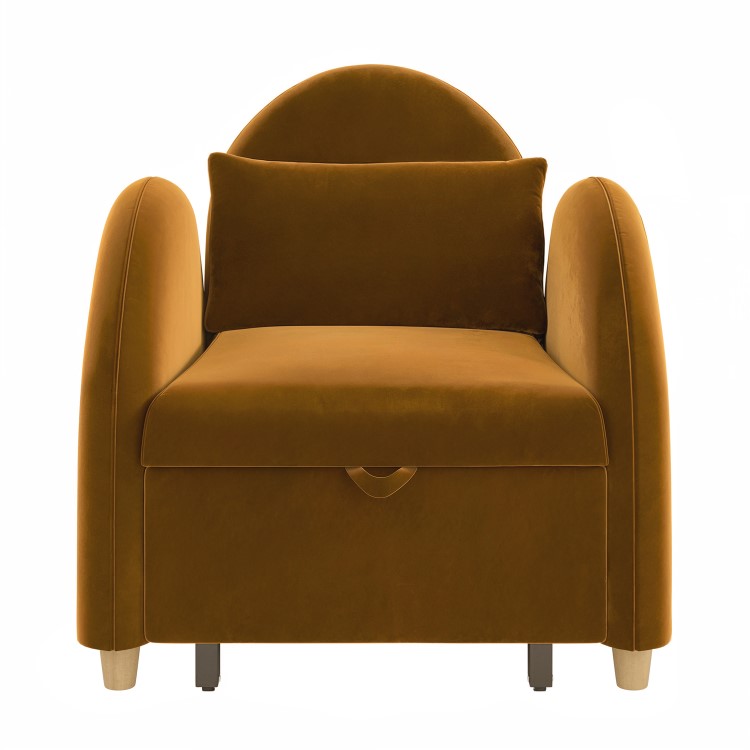 Caramel Velvet Armchair Bed - Gene