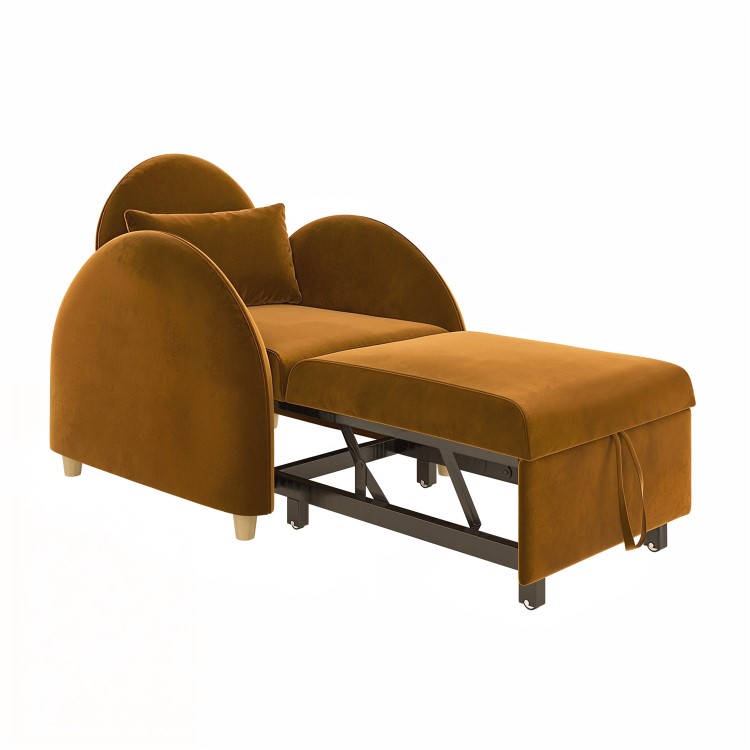 Caramel Velvet Armchair Bed - Gene