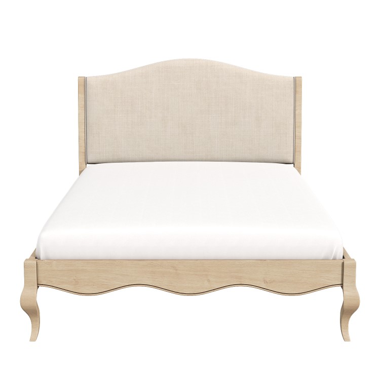 French Beige Linen King Size Bed Frame - Genevieve