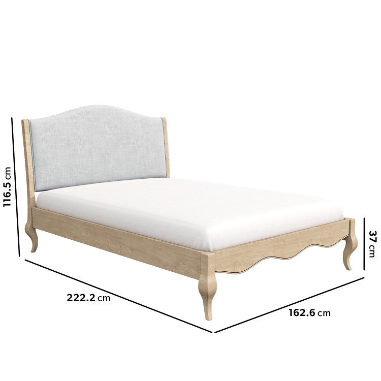 French Blue Linen King Size Bed Frame - Genevieve