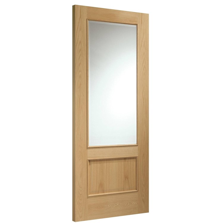 Internal Oak Half-Glazed Door with Clear Bevelled Glass - Unfinished - 1981 x 762 x 35mm - Andria - XL Joinery