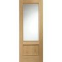 Internal Oak Half-Glazed Door with Clear Bevelled Glass - Unfinished - 2040 x 926 x 40mm - Andria - XL Joinery