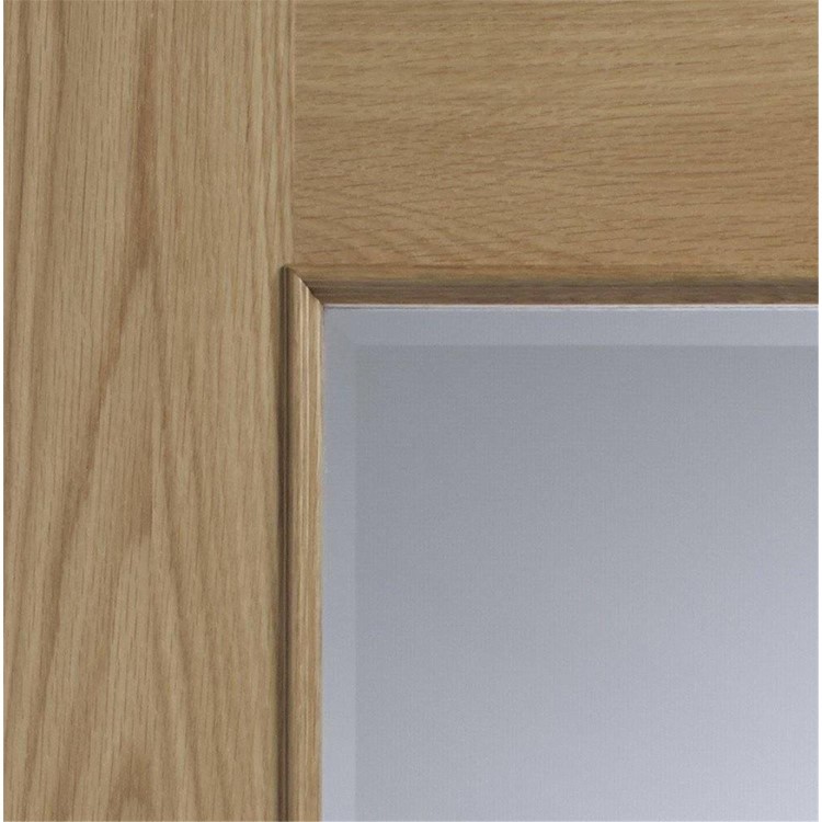 Internal Oak Half-Glazed Door with Clear Bevelled Glass - Unfinished - 2040 x 926 x 40mm - Andria - XL Joinery