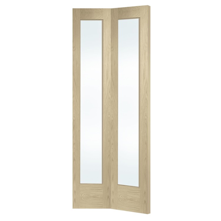 Internal Oak Pattern 10 Bi-Fold with Clear Glass - Unfinished, 1981 x 762 x 35 mm
