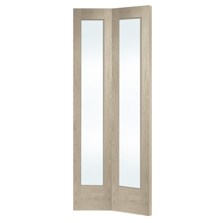 Internal Oak Pattern 10 Bi-Fold with Clear Glass - Unfinished, 1981 x 762 x 35 mm