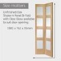 Internal Oak Shaker 4 Panel Bi-Fold Door with Clear Glass - Unfinished, 1981 x 686 x 35 mm