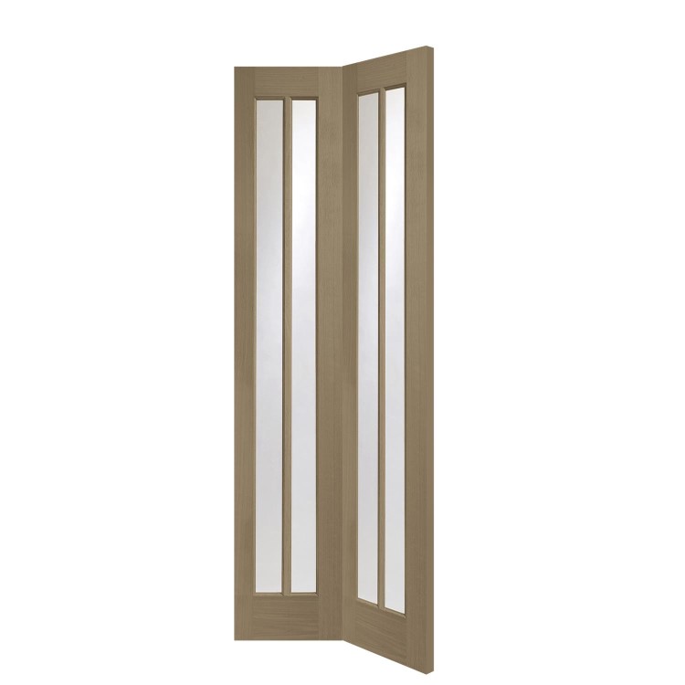 Worcester Internal Oak Bi-Fold Door with Clear Glass - Unfinished, 1981 x 686 x 35 mm