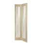Worcester Internal Oak Bi-Fold Door with Clear Glass - Unfinished, 1981 x 686 x 35 mm